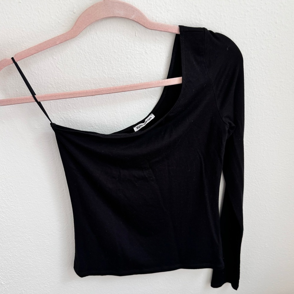 Reformation One Shouldered Black Top